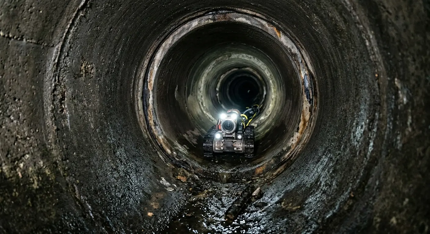 Robotic sewer camera inspecting pipe interior for Sewer Line Cleaning in White Rock